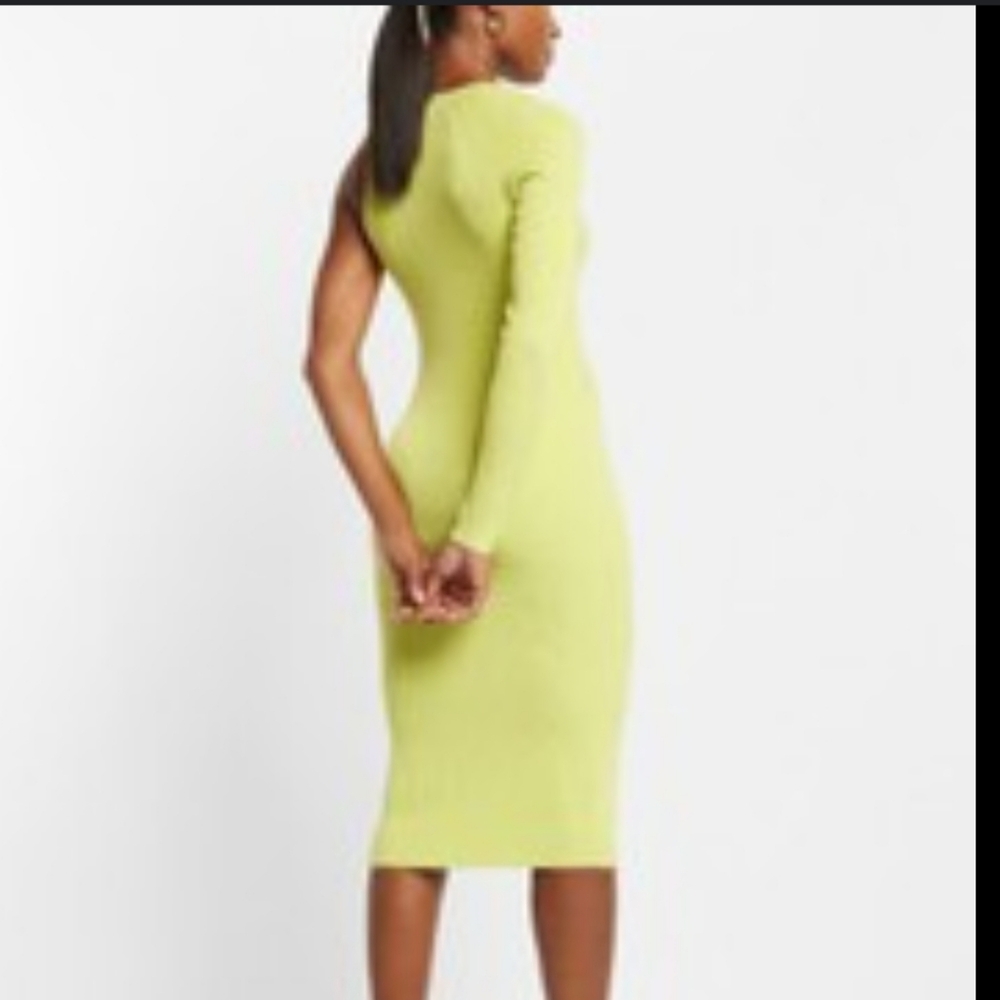 Express Green Asymmetrical Backless Bodycon Dress